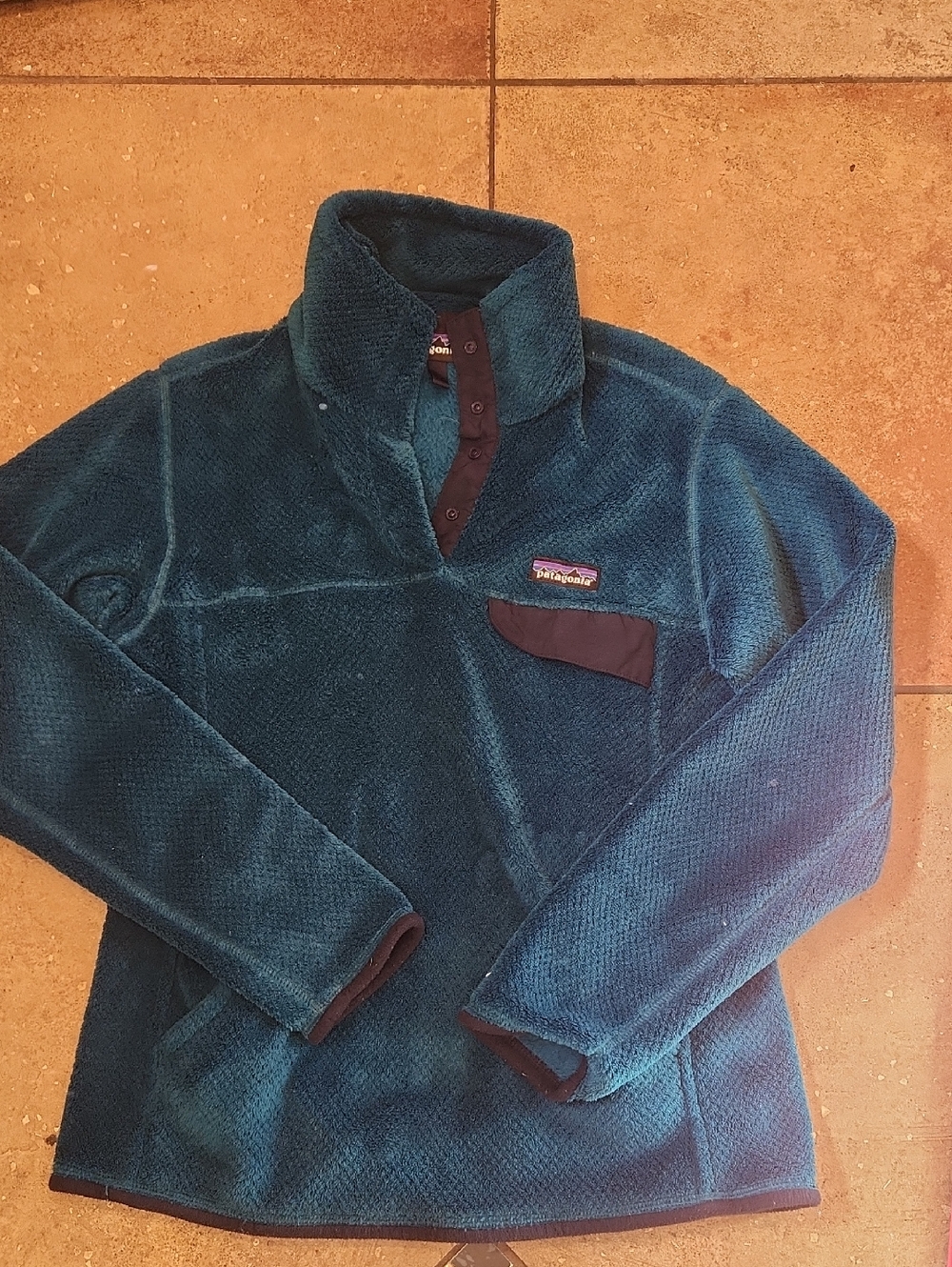 Patagonia Wmns S Deep Teal Fleece Snap Pullover